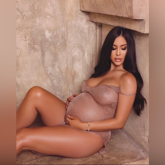 Maternity Photograph Prop See Through Dress Golden Pink One Size 92 bust - Picture 1 of 5
